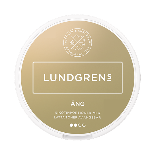 Lundgrens product packaging with gold label and white text on a white background
