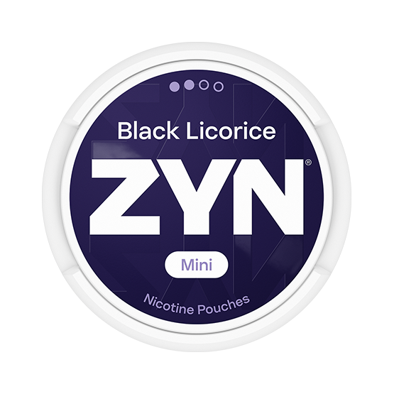 ZYN Black Licorice nicotine pouches packaging on a white background