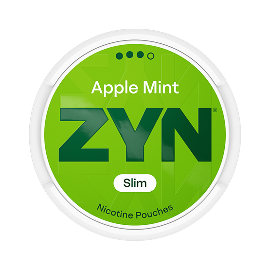 Can of ZYN Apple Mint Slim Strong nicotine pouches.